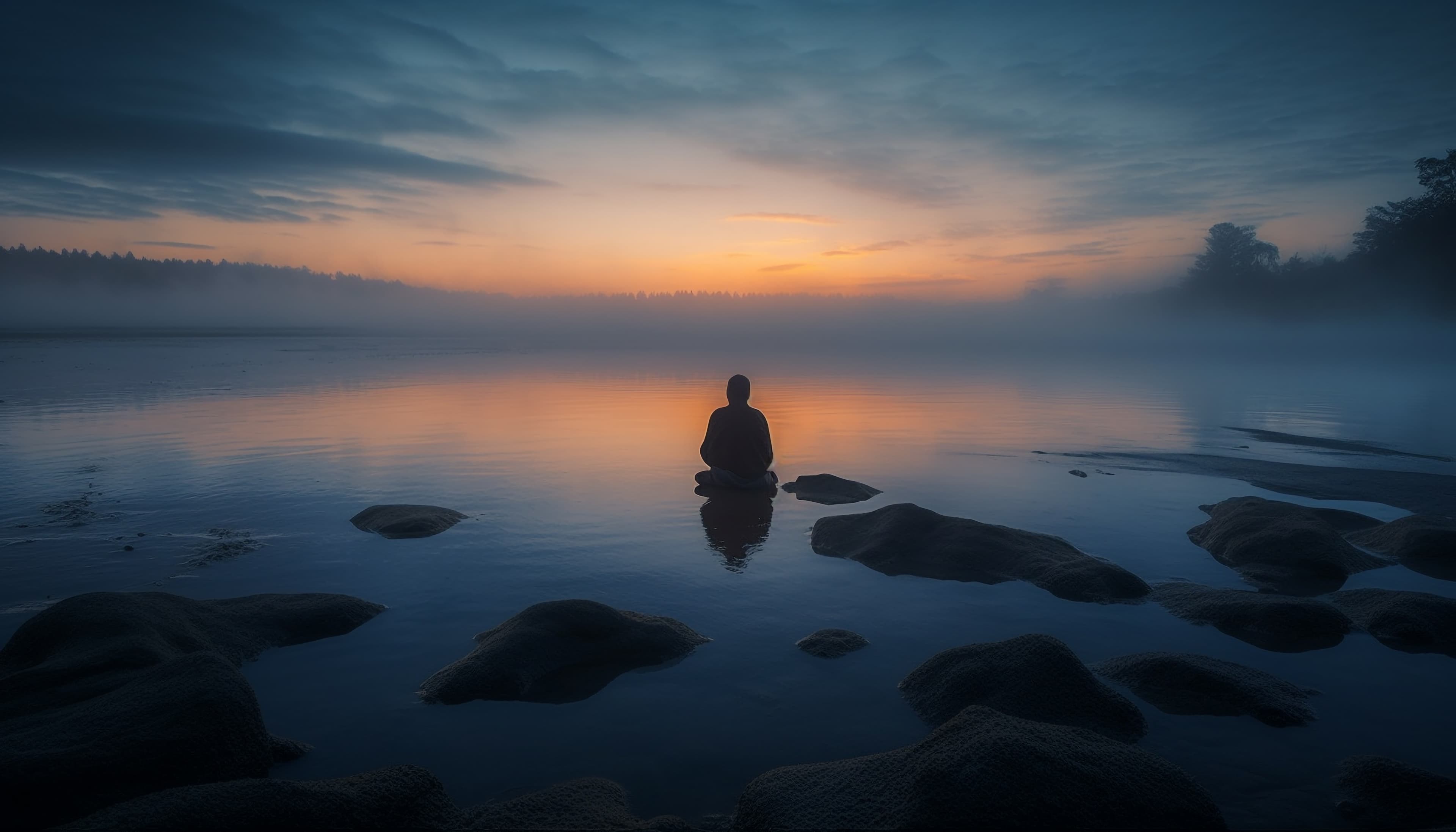 Meditating woman illustration